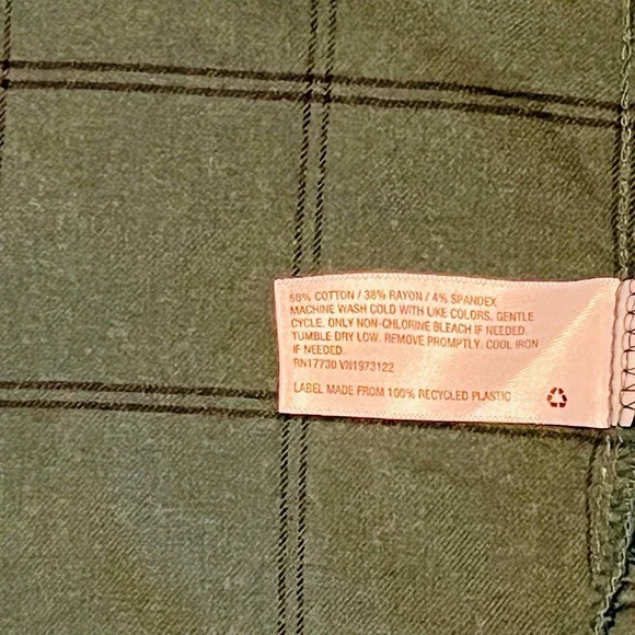 Ava & Viv green plaid checkered flannel 2X plus sz. button up - Picture 5 of 7
